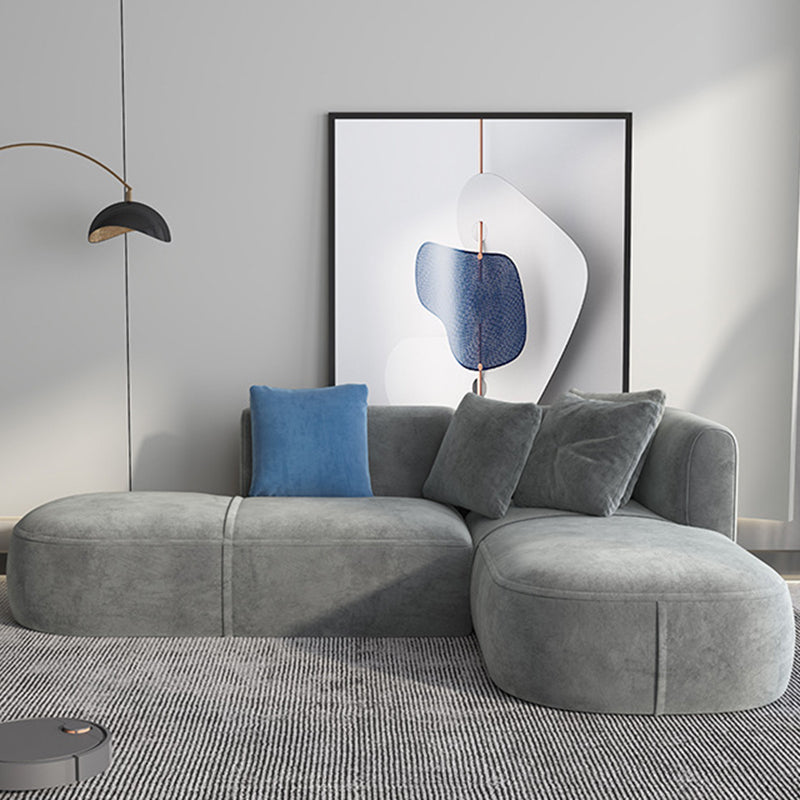 Canapé en velours gris avec chaise 68,9 "d canapé de bras carré avec oreillers