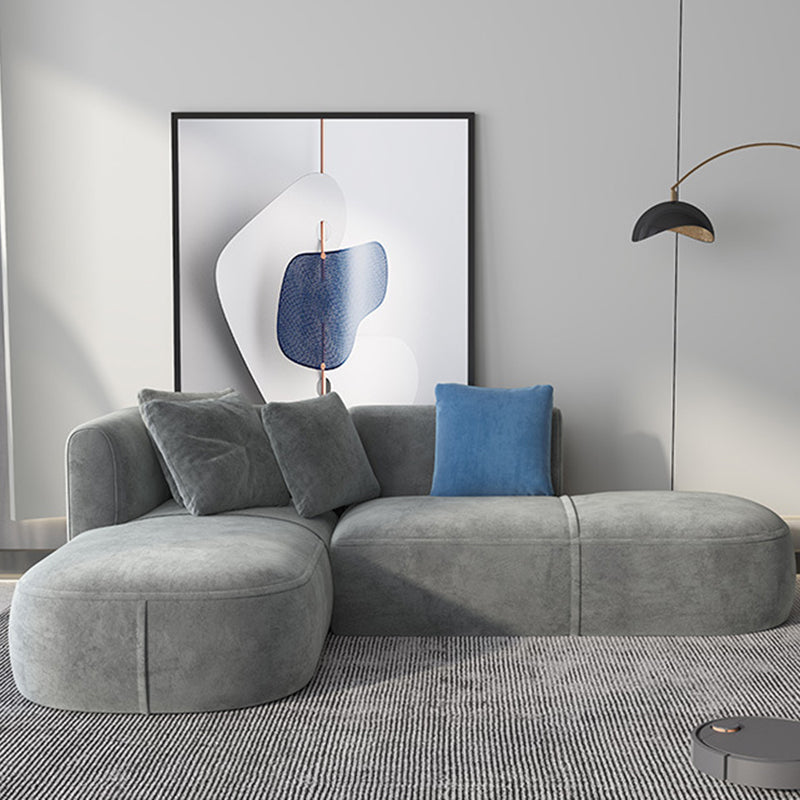 Canapé en velours gris avec chaise 68,9 "d canapé de bras carré avec oreillers