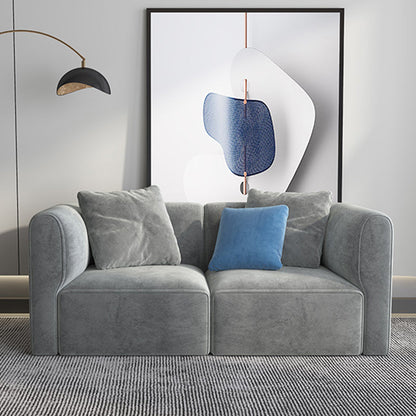 Canapé en velours gris avec chaise 68,9 "d canapé de bras carré avec oreillers