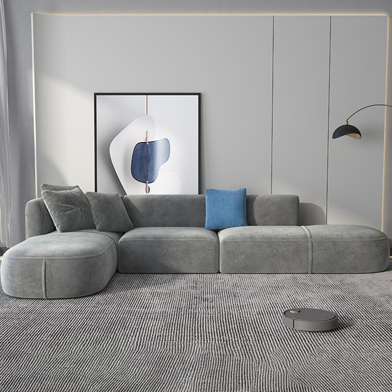Canapé en velours gris avec chaise 68,9 "d canapé de bras carré avec oreillers