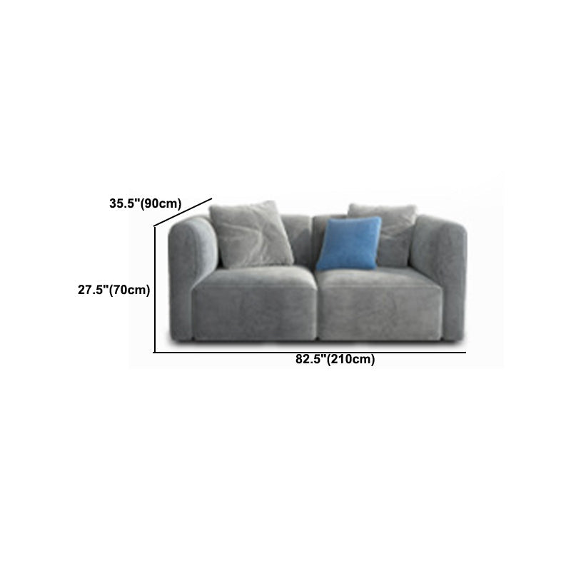 Canapé en velours gris avec chaise 68,9 "d canapé de bras carré avec oreillers