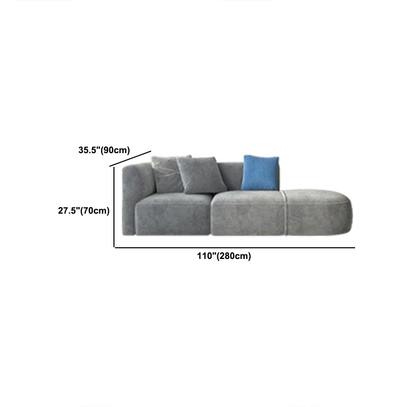 Canapé en velours gris avec chaise 68,9 "d canapé de bras carré avec oreillers
