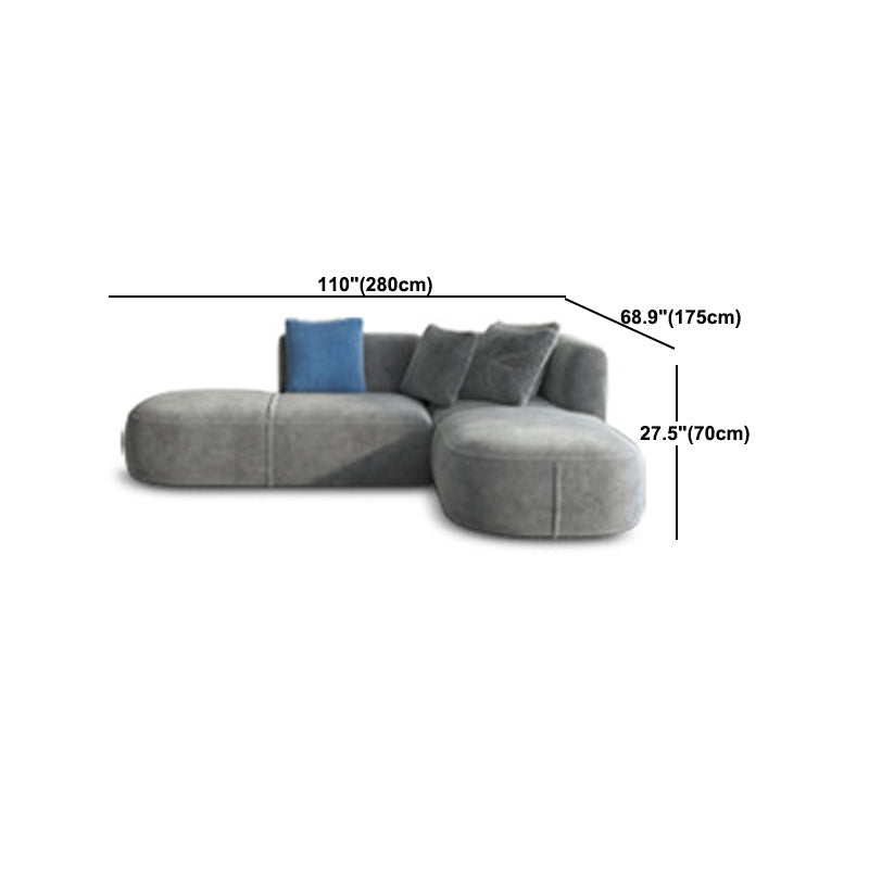 Canapé en velours gris avec chaise 68,9 "d canapé de bras carré avec oreillers
