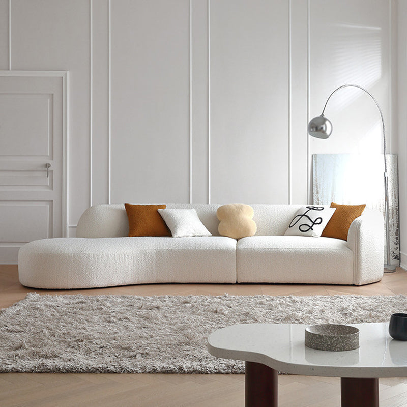 Scandinavian Curved Sofa with Chaise 49.21-In D 4-Seater Sofa