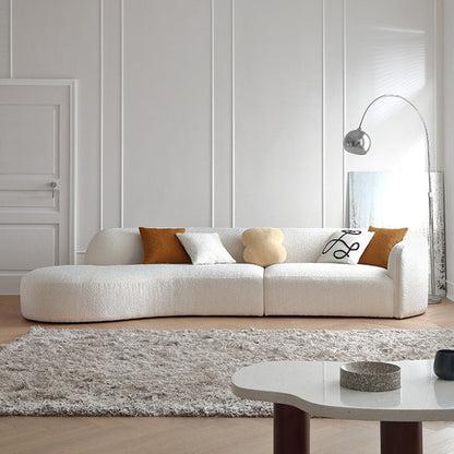 Scandinavian Curved Sofa with Chaise 49.21-In D 4-Seater Sofa
