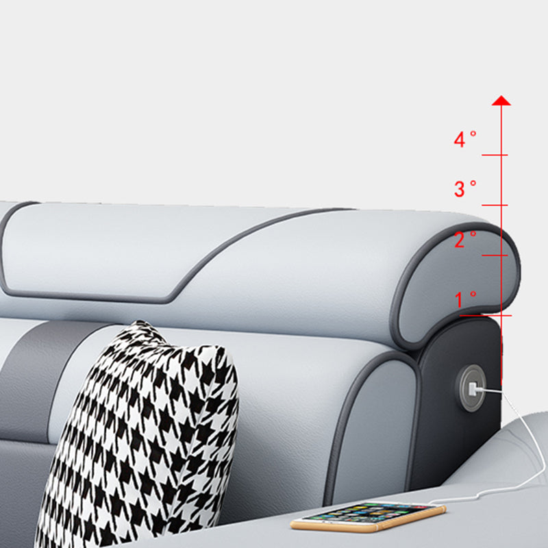 Modern U Faux Leather Sofa with Chaise Recessed Arm Sofa -71.26" D