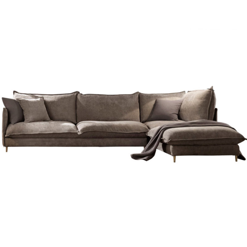 リネンスクエアアームソファ＆チャイズリバーシブルモダンクッションルースバックソファ