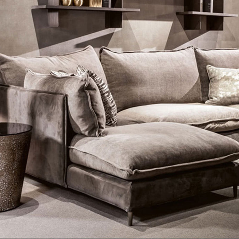 リネンスクエアアームソファ＆チャイズリバーシブルモダンクッションルースバックソファ