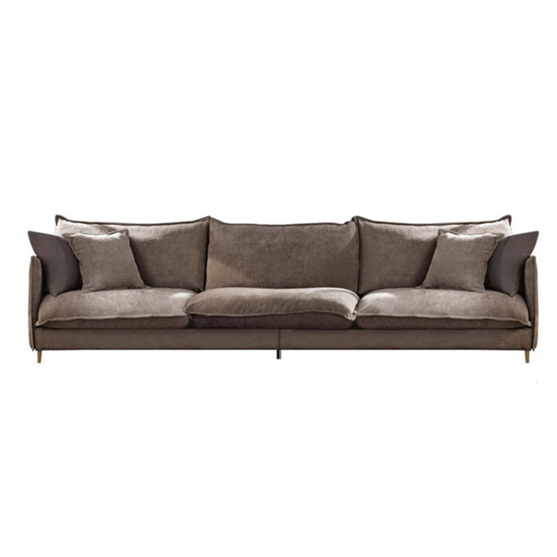 リネンスクエアアームソファ＆チャイズリバーシブルモダンクッションルースバックソファ