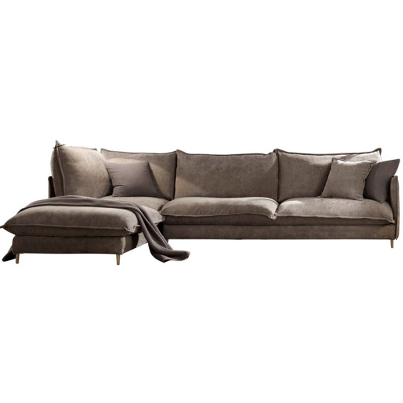 リネンスクエアアームソファ＆チャイズリバーシブルモダンクッションルースバックソファ