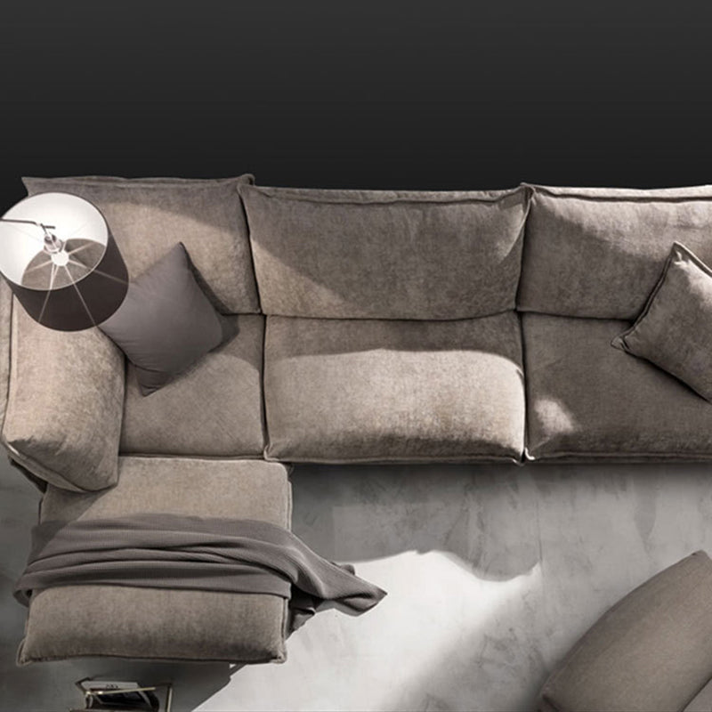 リネンスクエアアームソファ＆チャイズリバーシブルモダンクッションルースバックソファ