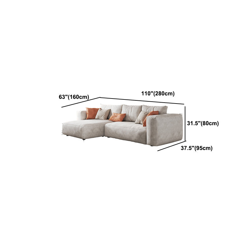 Sofá de brazo cuadrado de cuero falso con chaise moderno sofá de espalda suelta en gris