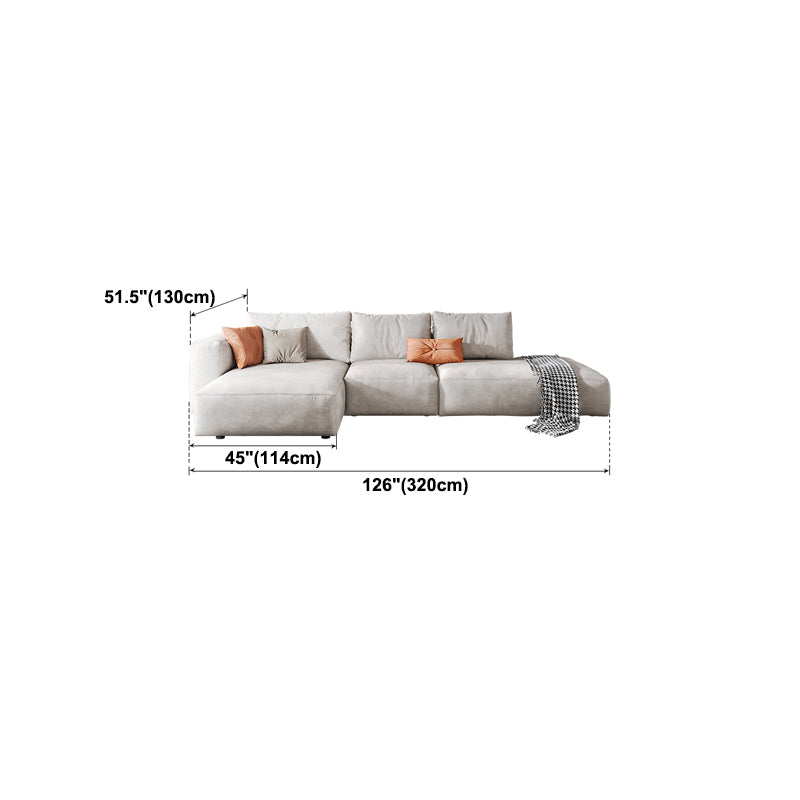 Sofá de brazo cuadrado de cuero falso con chaise moderno sofá de espalda suelta en gris