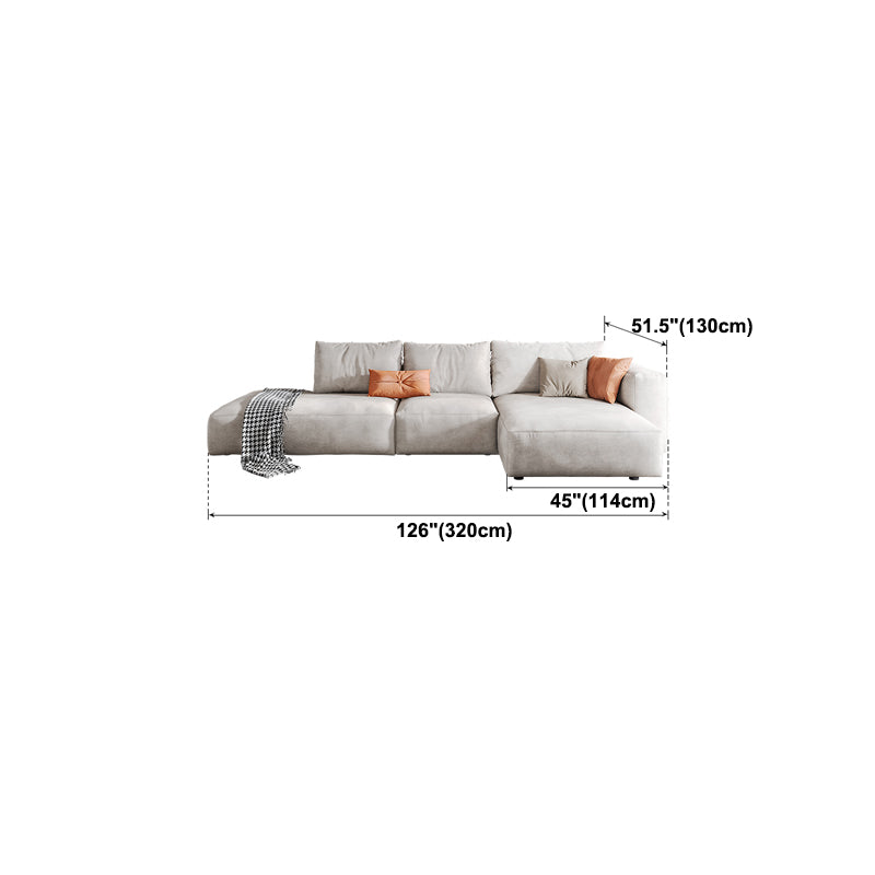 Sofá de brazo cuadrado de cuero falso con chaise moderno sofá de espalda suelta en gris