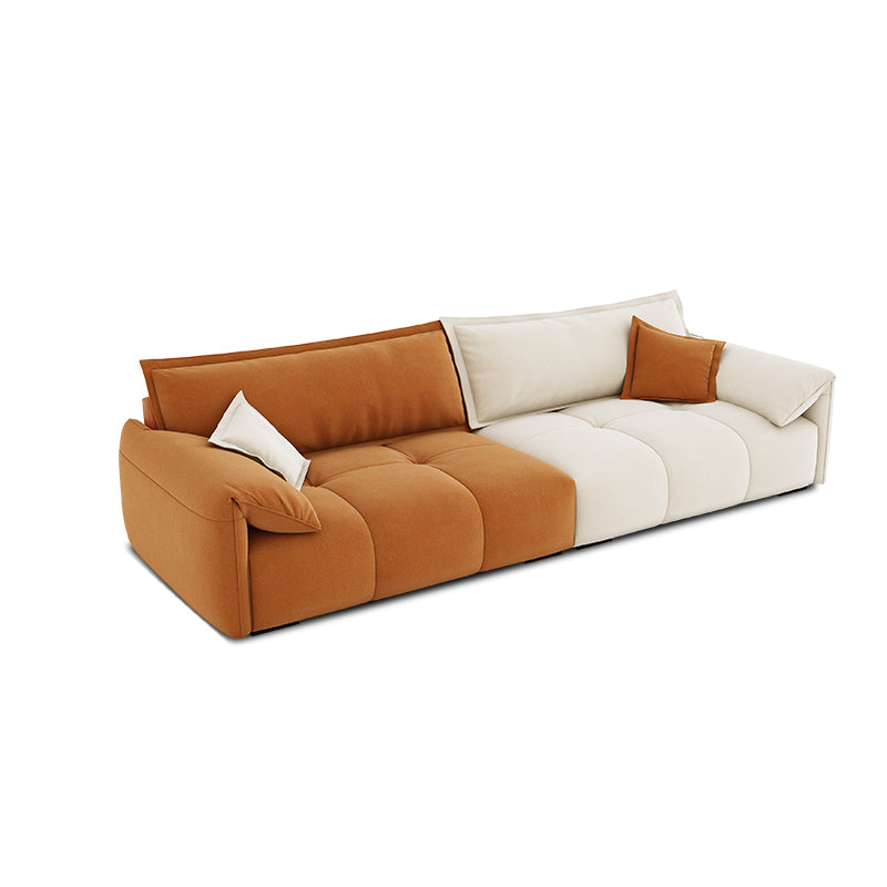 Tufted Loose Back Sofa with Chaise Nordic Pillow Top Arm Sofa in Orange and White Horizontal Clearhalo 'furn' 'furn_sectionals' 'Furniture' 'Living Room Furniture' 'Sectionals' 5566293