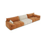 Tufted Loose Back Sofa with Chaise Nordic Pillow Top Arm Sofa in Orange and White 150"L x 39"W x 35.5"H Horizontal Clearhalo 'furn' 'furn_sectionals' 'Furniture' 'Living Room Furniture' 'Sectionals' 5566297