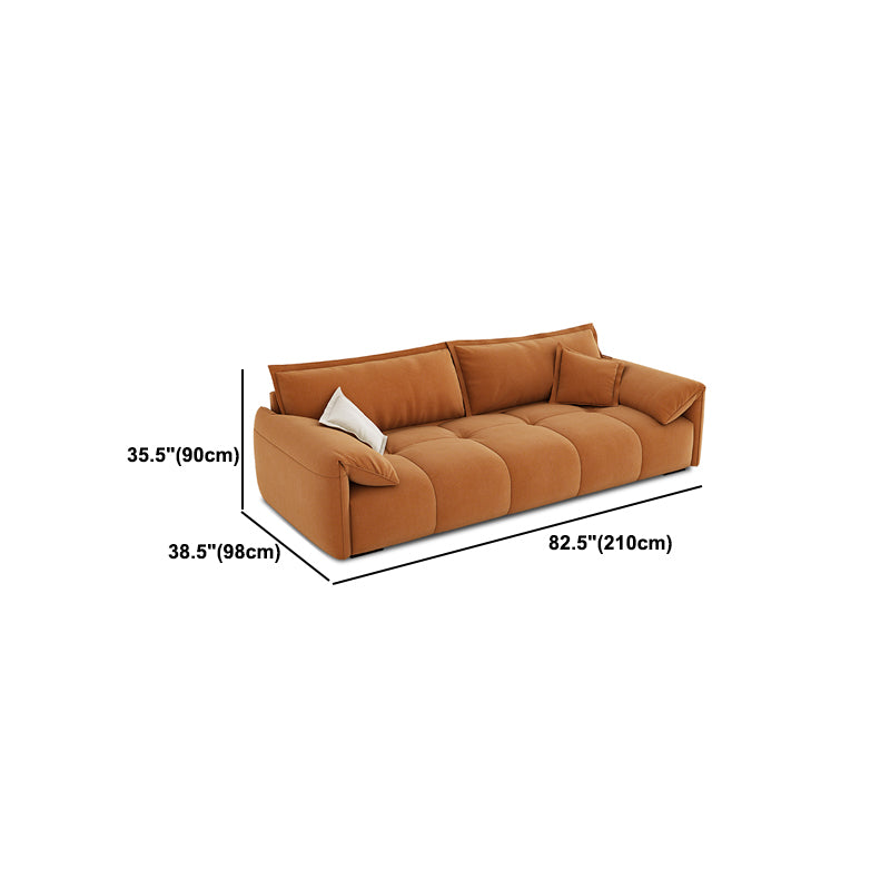 Tufted Loose Back Sofa with Chaise Nordic Pillow Top Arm Sofa in Orange and White Clearhalo 'furn' 'furn_sectionals' 'Furniture' 'Living Room Furniture' 'Sectionals' 5566307