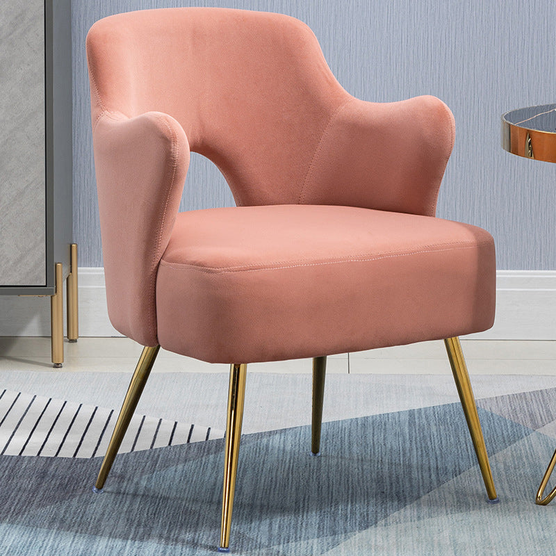 23.62"W x 23.62"D Velvet/Leather Side Chair Brass Four Legs Accent Chair Pink Velvet Clearhalo 'Accent Chairs' 'accent_chairs' 'Chairs & Seating' 'furn' 'furn_accent_chairs' 'Furniture' 'Living Room Furniture' 5566434
