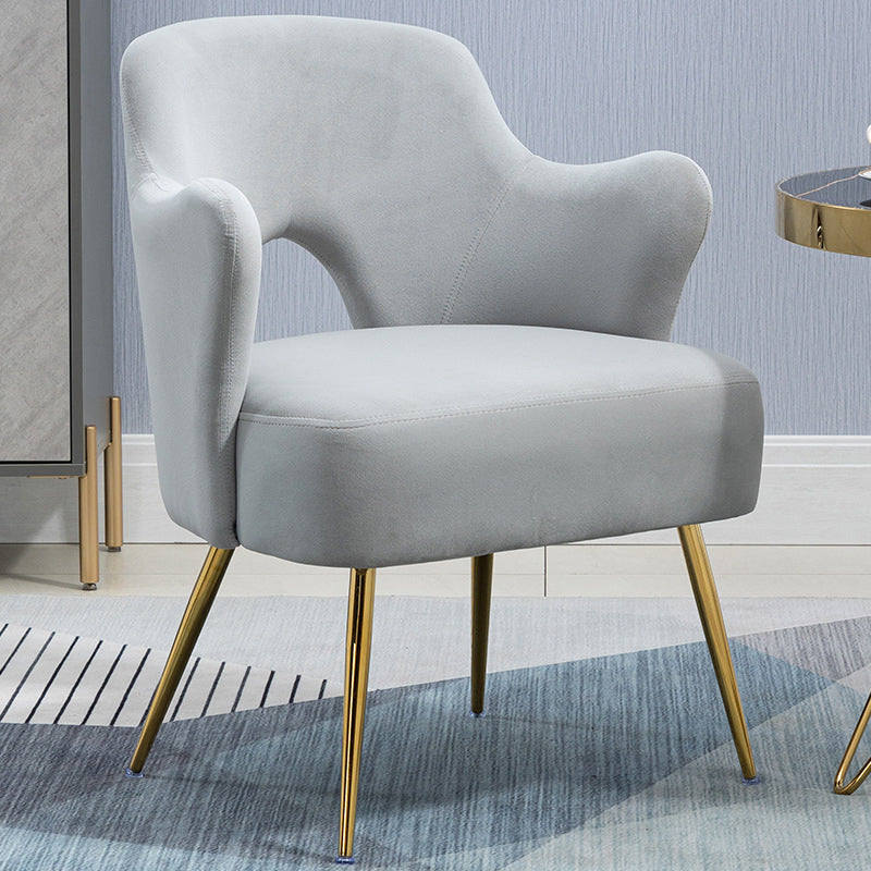 23.62"W x 23.62"D Velvet/Leather Side Chair Brass Four Legs Accent Chair Grey Velvet Clearhalo 'Accent Chairs' 'accent_chairs' 'Chairs & Seating' 'furn' 'furn_accent_chairs' 'Furniture' 'Living Room Furniture' 5566444