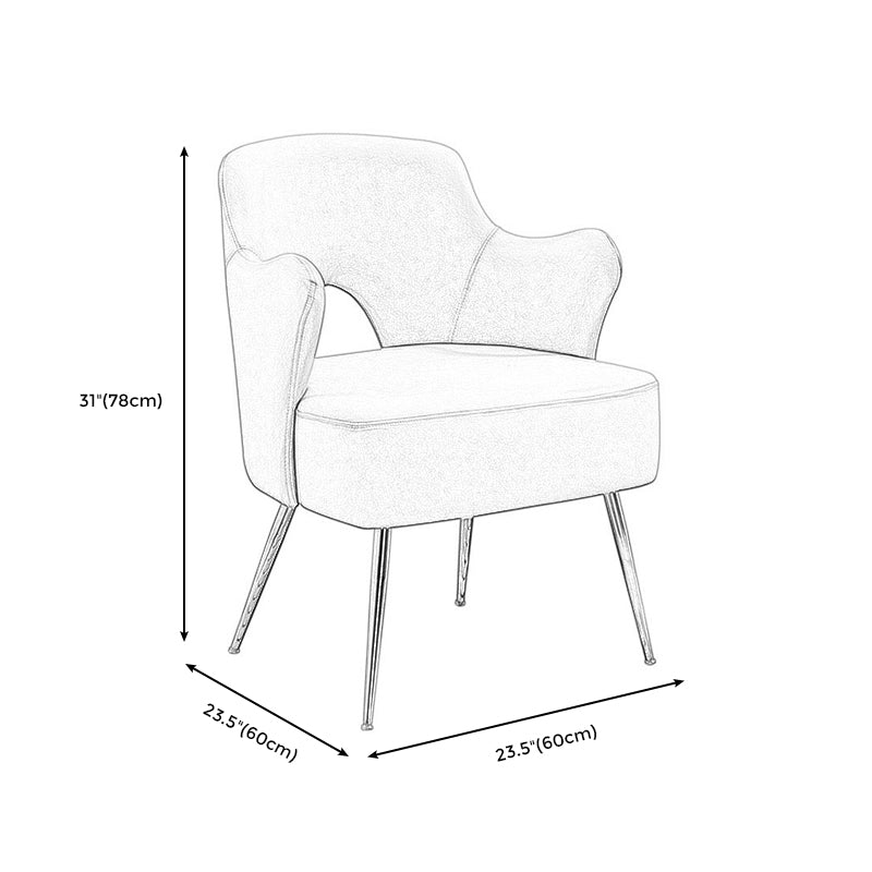 23.62"W x 23.62"D Velvet/Leather Side Chair Brass Four Legs Accent Chair Clearhalo 'Accent Chairs' 'accent_chairs' 'Chairs & Seating' 'furn' 'furn_accent_chairs' 'Furniture' 'Living Room Furniture' 5566450