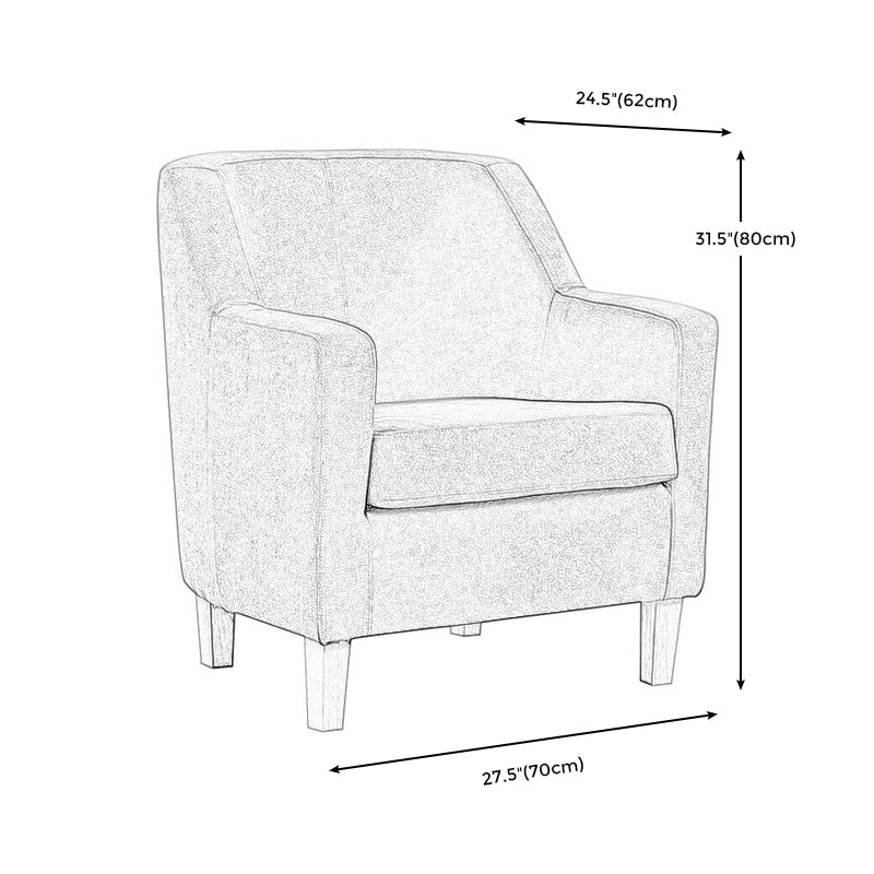 27,55 "W Velvet Arm Chaid Basic 4 jambes Accent Chaise avec dos serré et bras carrés