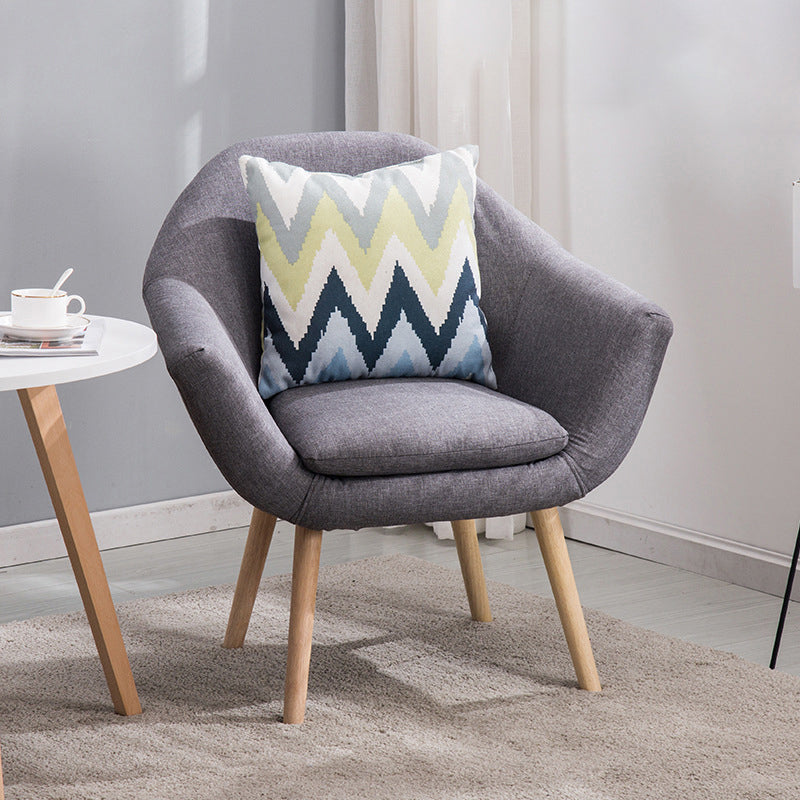 Linen Arm Chair 28.74" L x 24.80" W x 30.31" H Flared Arms Accent Chair with Pillow Back Smoke Gray Clearhalo 'Accent Chairs' 'accent_chairs' 'Chairs & Seating' 'furn' 'furn_accent_chairs' 'Furniture' 'Living Room Furniture' 5566509