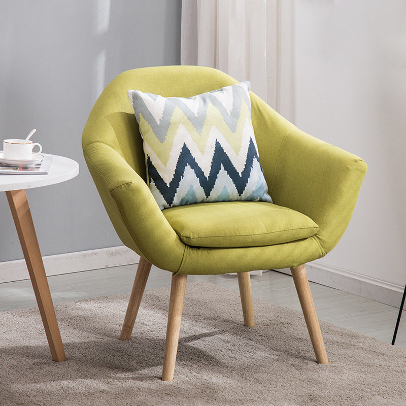 Linen Arm Chair 28.74" L x 24.80" W x 30.31" H Flared Arms Accent Chair with Pillow Back Light Army Green Clearhalo 'Accent Chairs' 'accent_chairs' 'Chairs & Seating' 'furn' 'furn_accent_chairs' 'Furniture' 'Living Room Furniture' 5566510