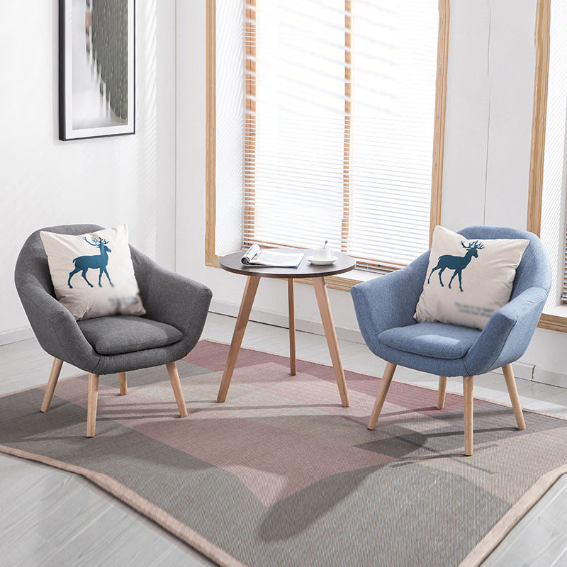 Linen Arm Chair 28.74" L x 24.80" W x 30.31" H Flared Arms Accent Chair with Pillow Back Clearhalo 'Accent Chairs' 'accent_chairs' 'Chairs & Seating' 'furn' 'furn_accent_chairs' 'Furniture' 'Living Room Furniture' 5566511