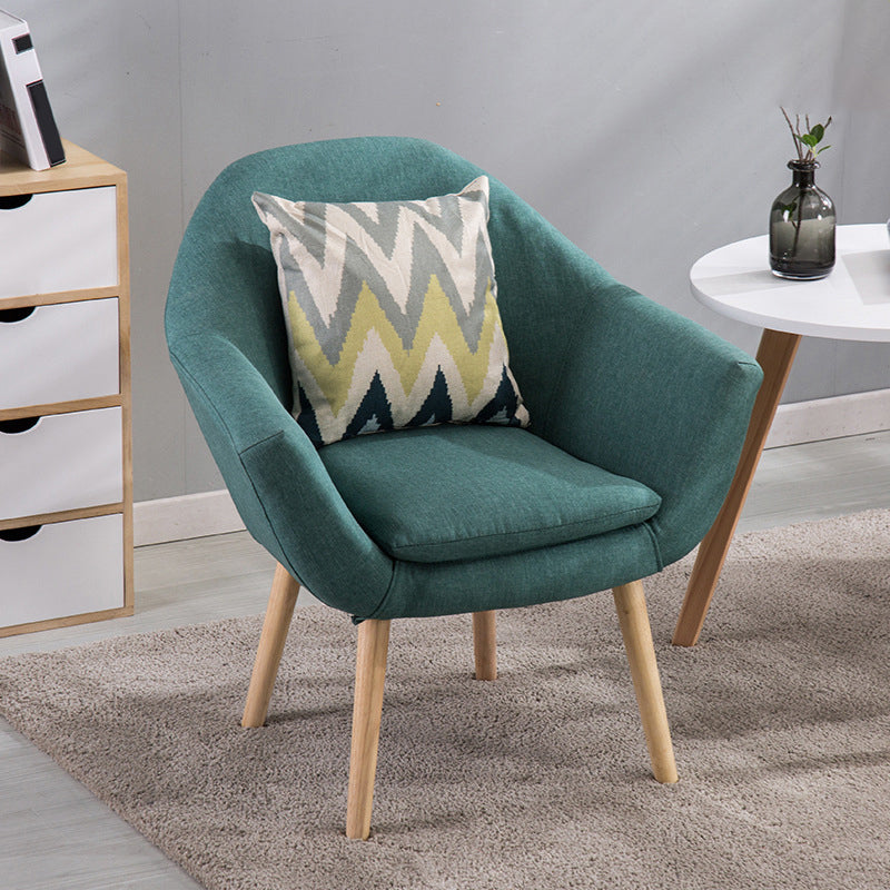 Linen Arm Chair 28.74" L x 24.80" W x 30.31" H Flared Arms Accent Chair with Pillow Back Blackish Green Clearhalo 'Accent Chairs' 'accent_chairs' 'Chairs & Seating' 'furn' 'furn_accent_chairs' 'Furniture' 'Living Room Furniture' 5566518