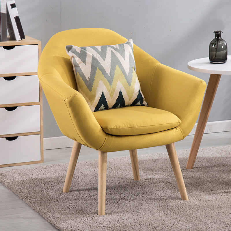 Linen Arm Chair 28.74" L x 24.80" W x 30.31" H Flared Arms Accent Chair with Pillow Back Lemon Yellow Clearhalo 'Accent Chairs' 'accent_chairs' 'Chairs & Seating' 'furn' 'furn_accent_chairs' 'Furniture' 'Living Room Furniture' 5566520