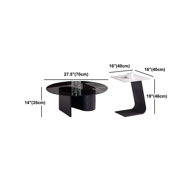 テンペレッドガラストップカクテルテーブルリビングルーム用のコーヒーテーブルラウンドテーブル