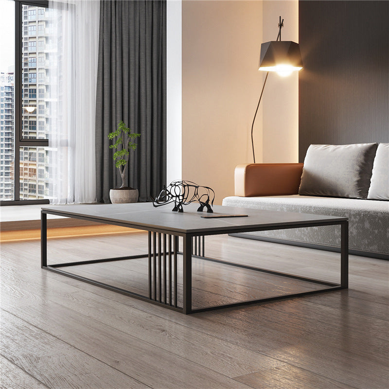 Glam 16.5" H Rectangle/Square Slate Coffee Table Steel Frame Cocktail Table Clearhalo 'Coffee & Accent Tables' 'Coffee Tables' 'coffee_tables' 'furn' 'furn_coffee_tables' 'Furniture' 'Living Room Furniture' 5566802