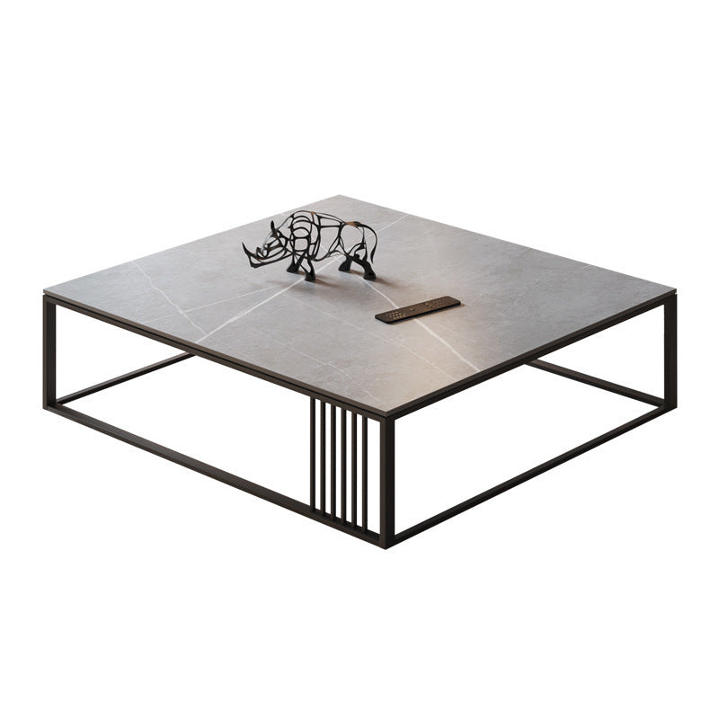 Glam 16.5" H Rectangle/Square Slate Coffee Table Steel Frame Cocktail Table 35.5"L x 35.5"W x 16.5"H Clearhalo 'Coffee & Accent Tables' 'Coffee Tables' 'coffee_tables' 'furn' 'furn_coffee_tables' 'Furniture' 'Living Room Furniture' 5566805