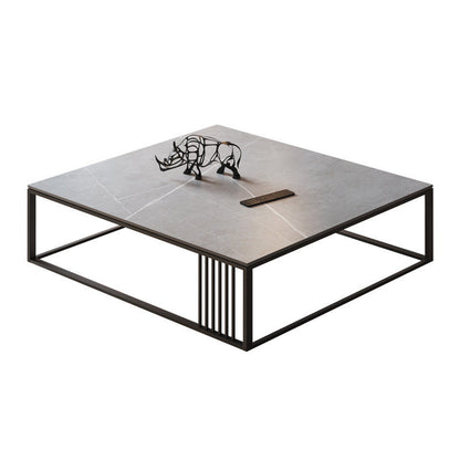Glam 16.5" H Rectangle/Square Slate Coffee Table Steel Frame Cocktail Table 35.5"L x 35.5"W x 16.5"H Clearhalo 'Coffee & Accent Tables' 'Coffee Tables' 'coffee_tables' 'furn' 'furn_coffee_tables' 'Furniture' 'Living Room Furniture' 5566805