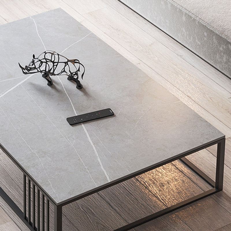 Glam 16.5" H Rectangle/Square Slate Coffee Table Steel Frame Cocktail Table Clearhalo 'Coffee & Accent Tables' 'Coffee Tables' 'coffee_tables' 'furn' 'furn_coffee_tables' 'Furniture' 'Living Room Furniture' 5566806