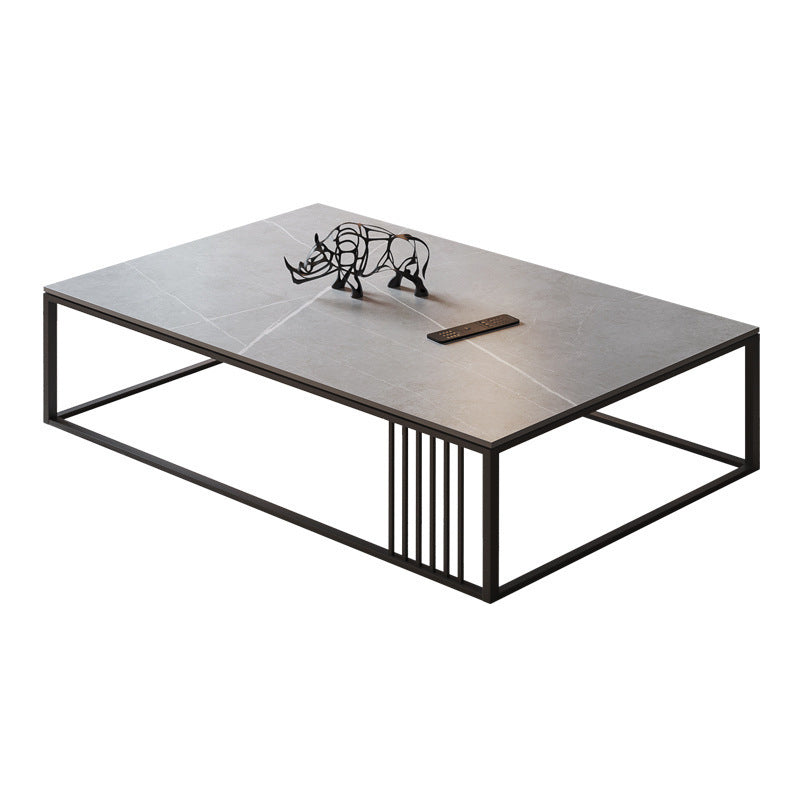 Glam 16.5" H Rectangle/Square Slate Coffee Table Steel Frame Cocktail Table 71"L x 35.5"W x 16.5"H Clearhalo 'Coffee & Accent Tables' 'Coffee Tables' 'coffee_tables' 'furn' 'furn_coffee_tables' 'Furniture' 'Living Room Furniture' 5566810