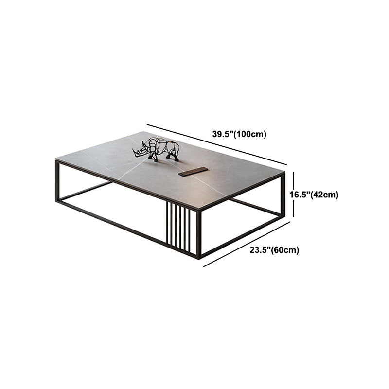 Glam 16.5" H Rectangle/Square Slate Coffee Table Steel Frame Cocktail Table Clearhalo 'Coffee & Accent Tables' 'Coffee Tables' 'coffee_tables' 'furn' 'furn_coffee_tables' 'Furniture' 'Living Room Furniture' 5566811