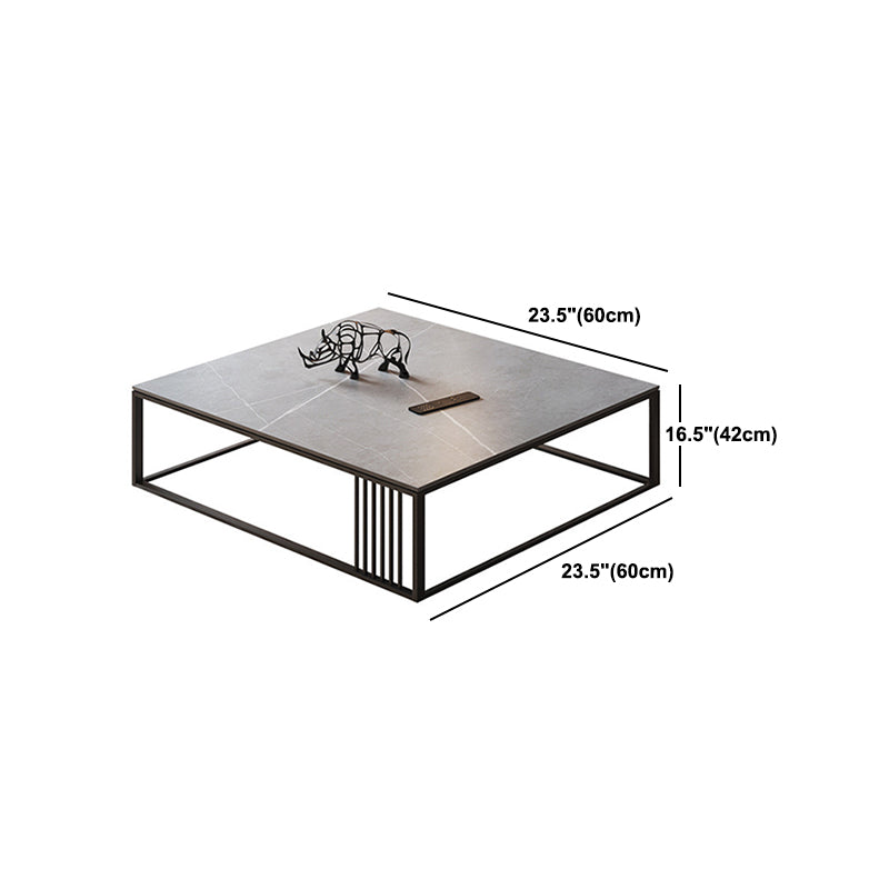Glam 16.5" H Rectangle/Square Slate Coffee Table Steel Frame Cocktail Table Clearhalo 'Coffee & Accent Tables' 'Coffee Tables' 'coffee_tables' 'furn' 'furn_coffee_tables' 'Furniture' 'Living Room Furniture' 5566819