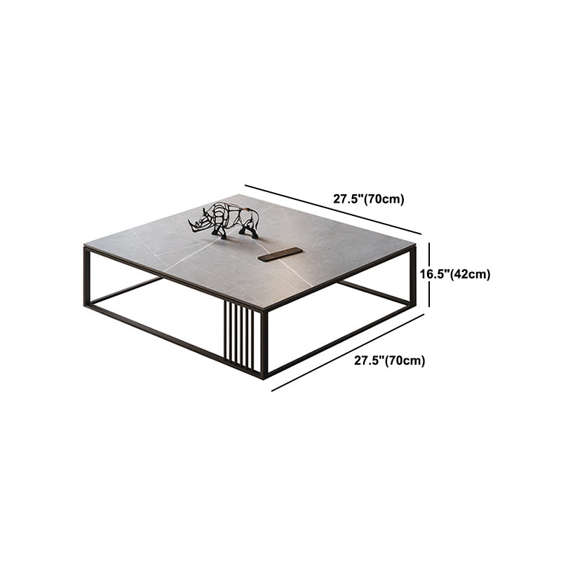 Glam 16.5" H Rectangle/Square Slate Coffee Table Steel Frame Cocktail Table Clearhalo 'Coffee & Accent Tables' 'Coffee Tables' 'coffee_tables' 'furn' 'furn_coffee_tables' 'Furniture' 'Living Room Furniture' 5566820