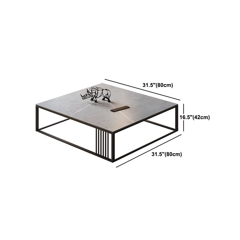 Glam 16.5" H Rectangle/Square Slate Coffee Table Steel Frame Cocktail Table Clearhalo 'Coffee & Accent Tables' 'Coffee Tables' 'coffee_tables' 'furn' 'furn_coffee_tables' 'Furniture' 'Living Room Furniture' 5566821