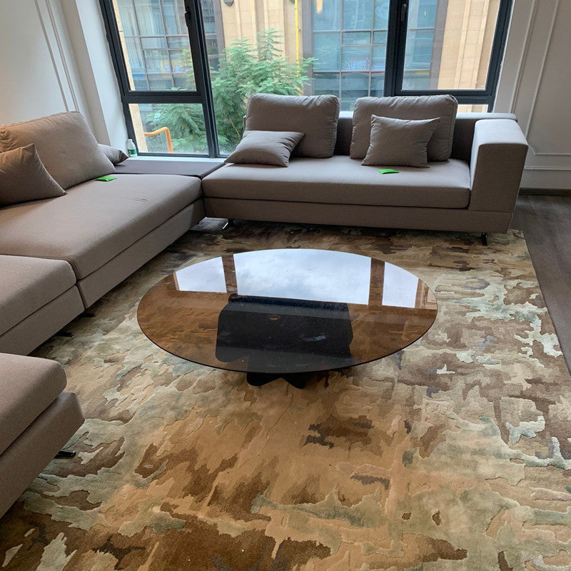 Modern Round Glass Coffee Table Iron Pedestal Cocktail Table Clearhalo 'Coffee & Accent Tables' 'Coffee Tables' 'coffee_tables' 'furn' 'furn_coffee_tables' 'Furniture' 'Living Room Furniture' 5566908