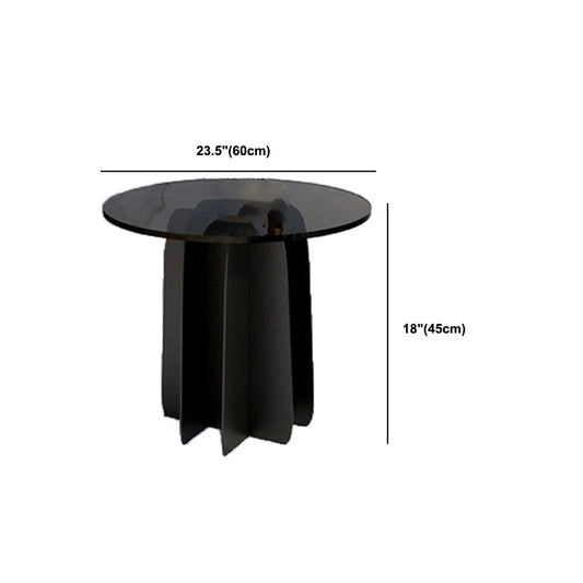 Modern Round Glass Coffee Table Iron Pedestal Cocktail Table Clearhalo 'Coffee & Accent Tables' 'Coffee Tables' 'coffee_tables' 'furn' 'furn_coffee_tables' 'Furniture' 'Living Room Furniture' 5566914