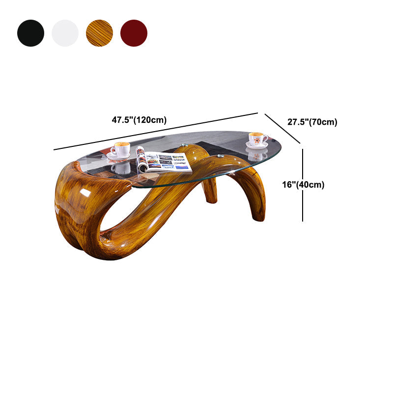 Single Glass-Topped Cocktail Table Oval Contemporary Coffee Table Clearhalo 'Coffee & Accent Tables' 'Coffee Tables' 'coffee_tables' 'furn' 'furn_coffee_tables' 'Furniture' 'Living Room Furniture' 5566930