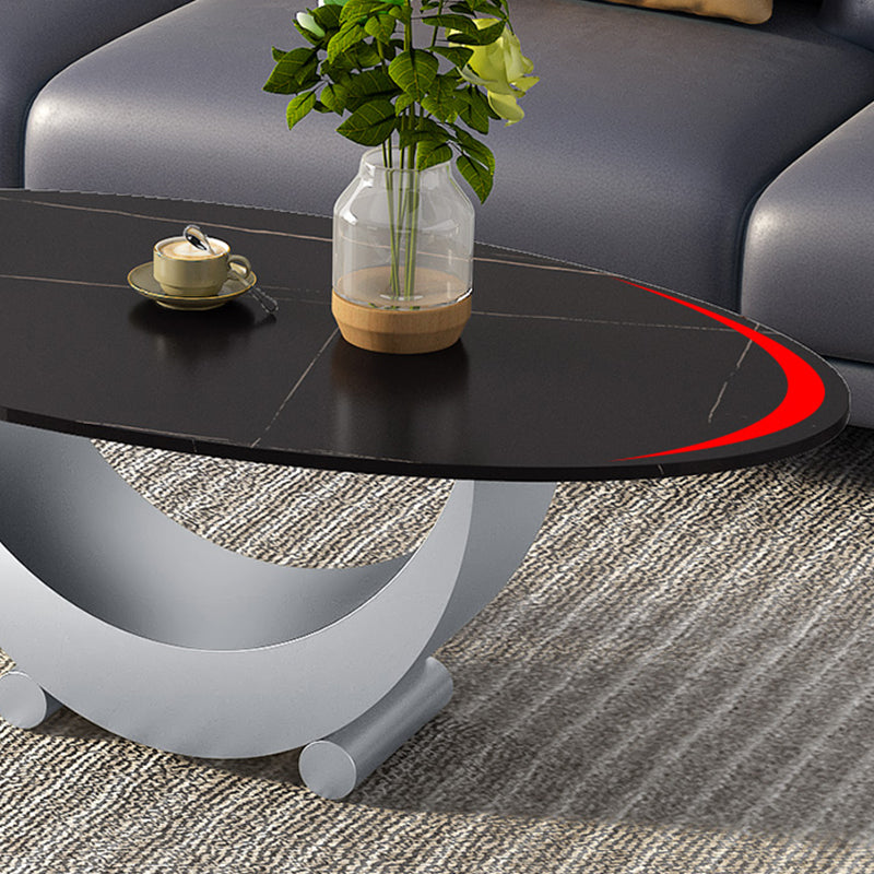 2 Piece Nesting Tables Oval Minimalist Modern Coffee Table Set Clearhalo 'Coffee & Accent Tables' 'Coffee Tables' 'coffee_tables' 'furn' 'furn_coffee_tables' 'Furniture' 'Living Room Furniture' 5566957
