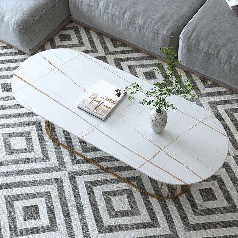 Glam 17,7 "H tavolino in ardesia ovale Tavolo da cocktail in metallo