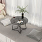 Moderne 11,8 "H ronde glazen salontafel ijzeren abstracte cocktailtafel