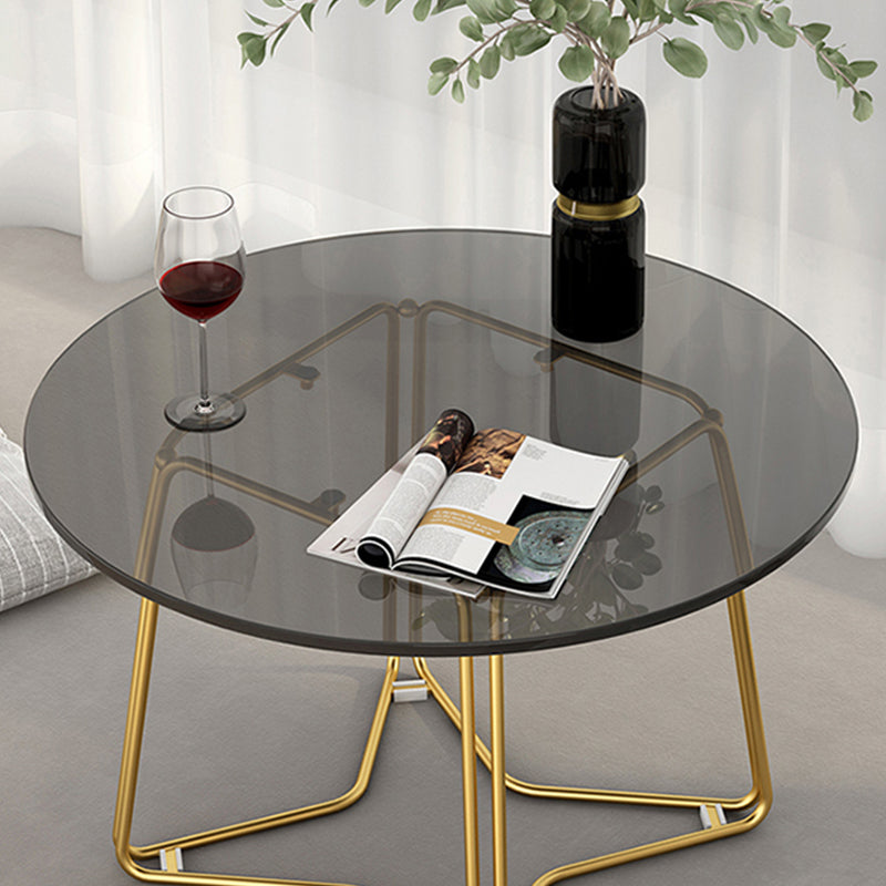 Moderne 11,8 "H ronde glazen salontafel ijzeren abstracte cocktailtafel