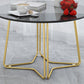 Moderne 11,8 "H ronde glazen salontafel ijzeren abstracte cocktailtafel