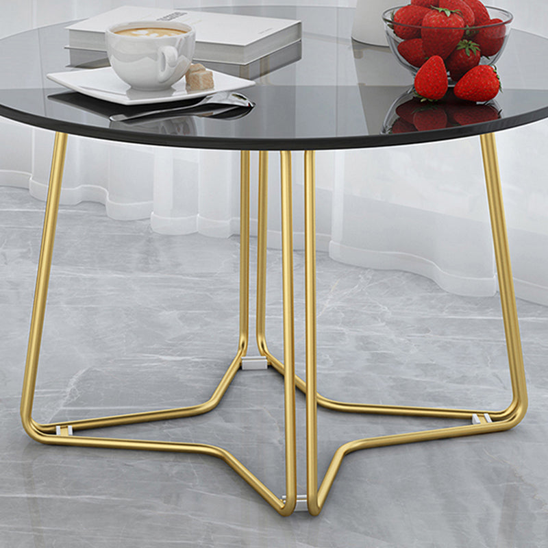 Moderne 11,8 "H ronde glazen salontafel ijzeren abstracte cocktailtafel