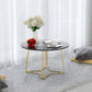 Moderne 11,8 "H ronde glazen salontafel ijzeren abstracte cocktailtafel